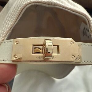 Hermes Cream and Gold Accent Cap